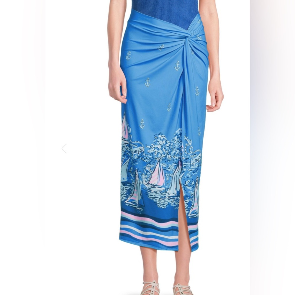 NWT LILLY PULITZER LEEVY SARONG SWIM COVERUP LUNAR  BLUE SIZE XL